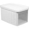 Gifi Rangement|Boîte de rangement 5 L double ouverture blanche effet osier