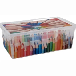 Gifi Rangement|Boîte de rangement 6 L motif crayon