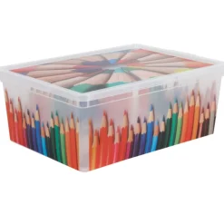 Gifi Rangement|Boîte de rangement 18 L motif crayon