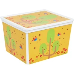 Gifi Entretien Du Linge|Boîte de rangement 27 L motif arbre et oiseaux