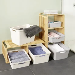 Gifi Rangement|Boîte de rangement avec couvercle grise 3,6 L