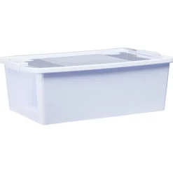 Gifi Rangement|Boîte de rangement avec couvercle lavande transparent 26L
