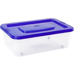 Gifi Rangement|Boîte de rangement avec roulettes et couvercle 25 L