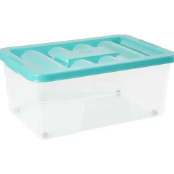 Gifi Rangement|Boîte de rangement avec roulettes et couvercle 46 L