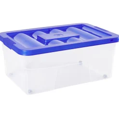 Gifi Rangement|Boîte de rangement avec roulettes et couvercle 46 L