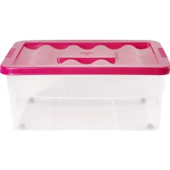 Gifi Rangement|Boîte de rangement avec roulettes et couvercle 46 L