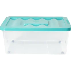 Gifi Rangement|Boîte de rangement avec roulettes et couvercle 46 L