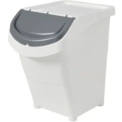 Gifi Rangement|Boîte de rangement blanche avec couvercle 40 L