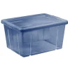 Gifi Rangement|Boîte de rangement bleu avec couvercle 30L