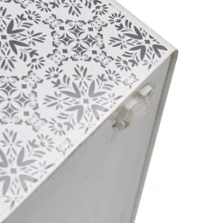 Gifi Rangement|Boîte de rangement bohème blanc gris et couvercle gris 50 L