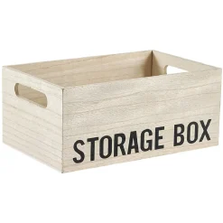 Gifi Entretien Du Linge|Boîte de rangement bois inscription Storage Box H13cm