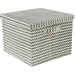 Gifi Entretien Du Linge|Boîte de rangement carrée décor zig zag noir blanc