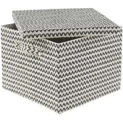 Gifi Entretien Du Linge|Boîte de rangement carrée décor zig zag noir blanc