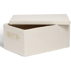 Gifi Rangement|Boîte de rangement coton gris ou beige 40,5xH18x26,5cm