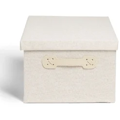 Gifi Rangement|Boîte de rangement coton gris ou beige 40,5xH18x26,5cm