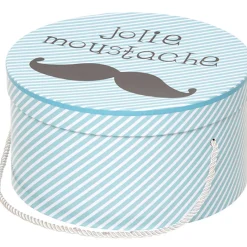 Gifi Rangement|Boîte de rangement déco bleue Jidoo 2.0 moustache