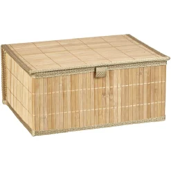 Gifi Rangement|Boîte de rangement déco lattes en bambou L32 x L25 cm