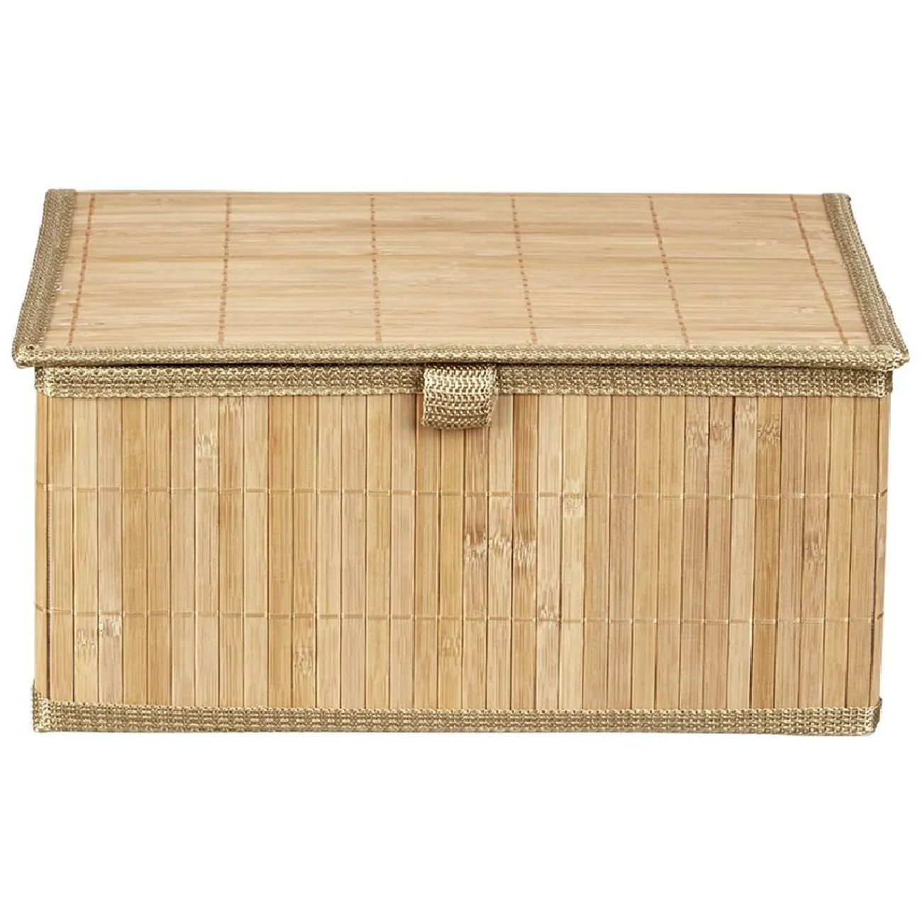 Gifi Rangement|Boîte de rangement déco lattes en bambou L32 x L25 cm