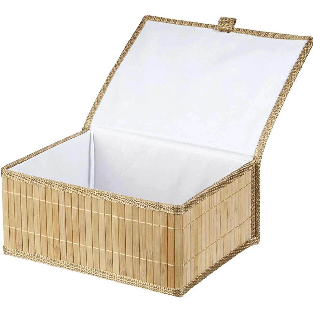 Gifi Rangement|Boîte de rangement déco lattes en bambou L32 x L25 cm
