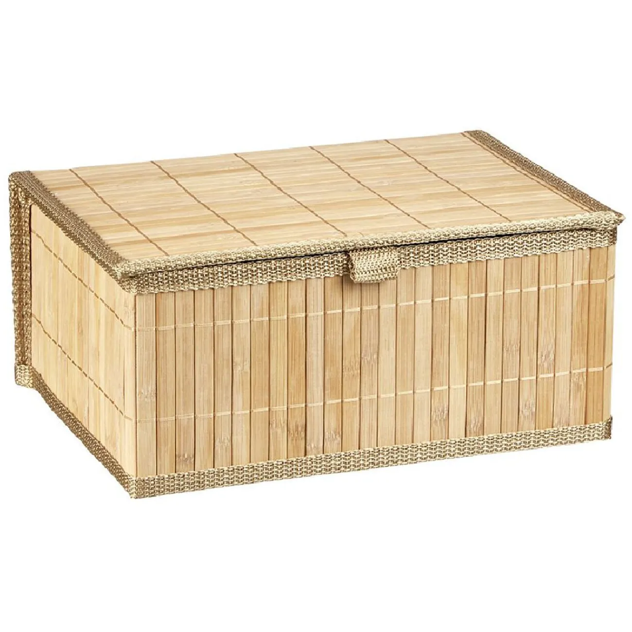 Gifi Rangement|Boîte de rangement déco lattes en bambou L29 x L23 cm