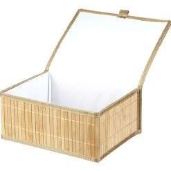 Gifi Rangement|Boîte de rangement déco lattes en bambou L29 x L23 cm