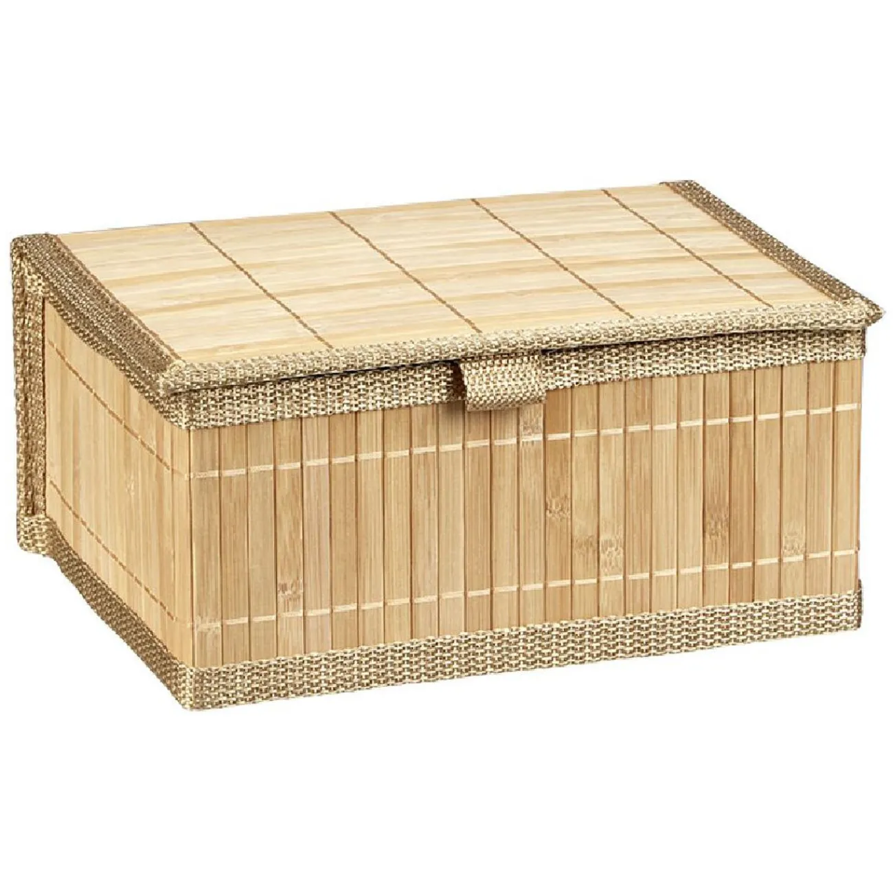 Gifi Rangement|Boîte de rangement déco lattes en bambou L24 x L18 cm