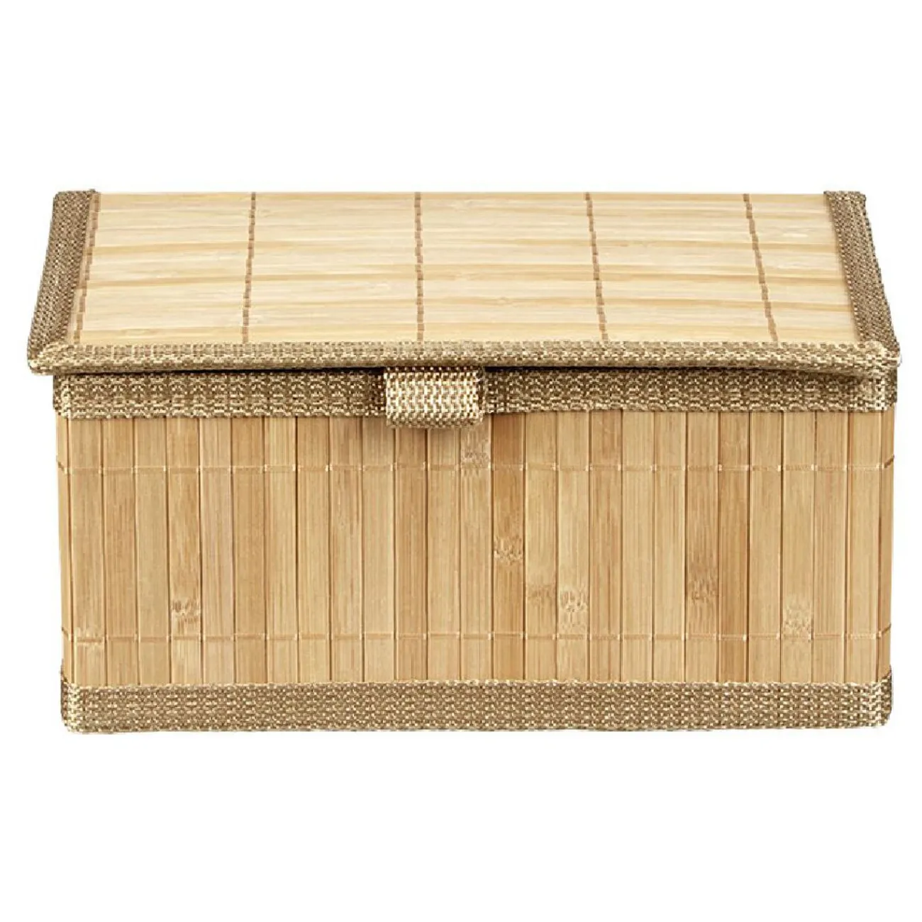 Gifi Rangement|Boîte de rangement déco lattes en bambou L24 x L18 cm