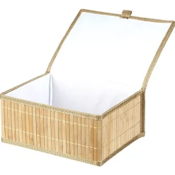 Gifi Rangement|Boîte de rangement déco lattes en bambou L24 x L18 cm