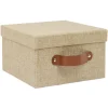 Gifi Rangement|Boîte de rangement décor lin beige 21x21xH12,5cm