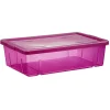 Gifi Rangement|Boîte de rangement dessous de lit violet transparent avec couvercle 28L