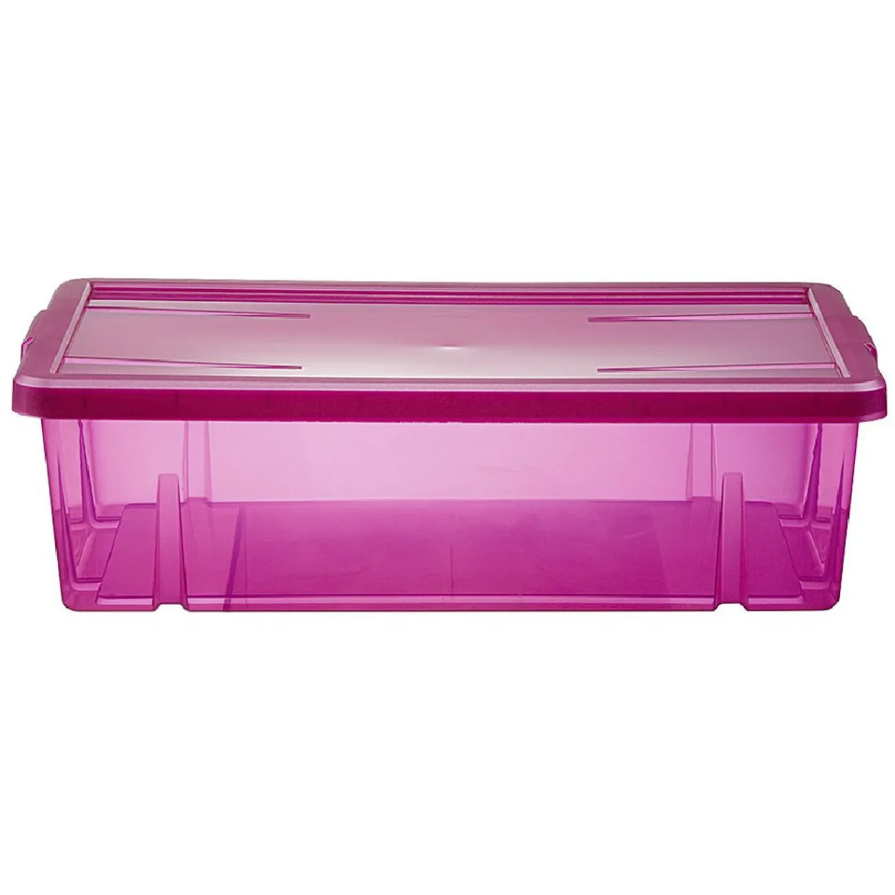 Gifi Rangement|Boîte de rangement dessous de lit violet transparent avec couvercle 28L