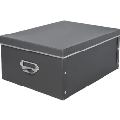 Gifi Rangement|Boîte de rangement en carton gris anthracite petit modèle