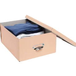 Gifi Rangement|Boîte de rangement en carton rose saumon petit modèle