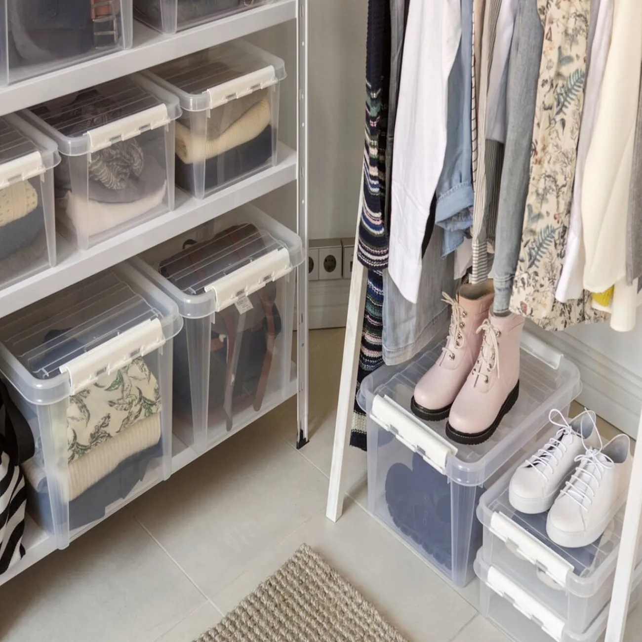 Gifi Rangement|Boîte de rangement en plastique transparent 32L