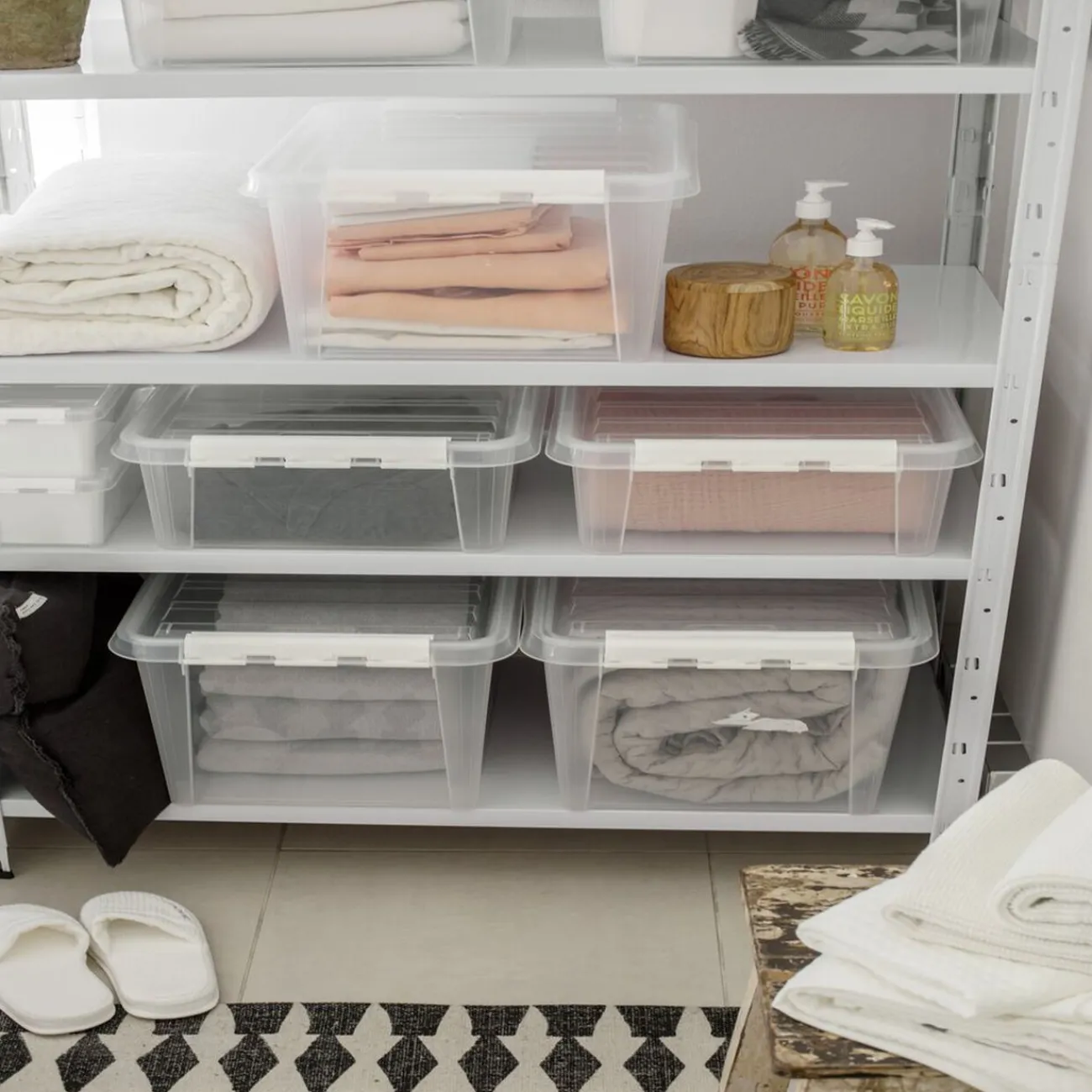 Gifi Rangement|Boîte de rangement en plastique transparent 32L