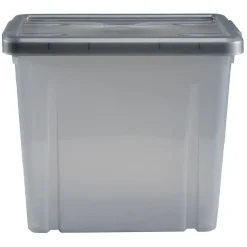 Gifi Rangement|Boîte de rangement en plastique gris fumée 8,8L