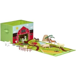 Gifi Rangement|Boîte de rangement ferme agricole avec tapis de jeu dépliable 2en1