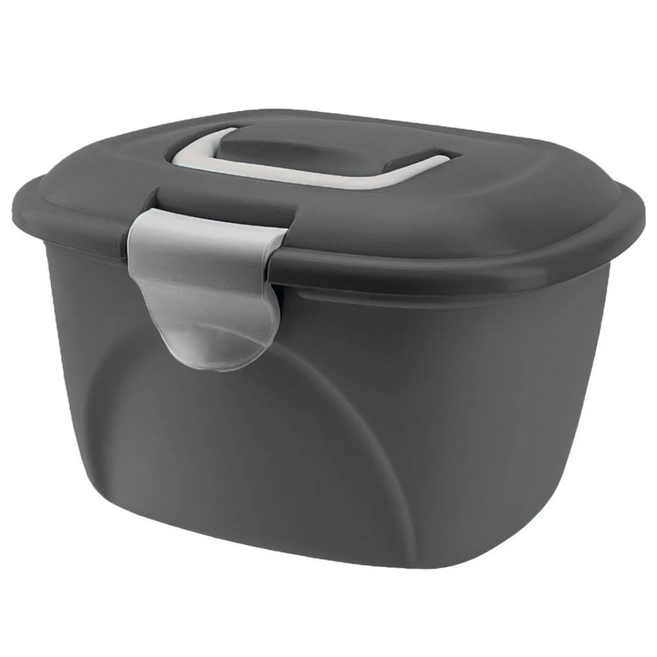 Gifi Entretien Du Linge|Boîte de rangement grise avec compartiment