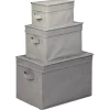 Gifi Entretien Du Linge|Boîte de rangement grise avec couvercle x3