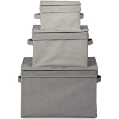 Gifi Entretien Du Linge|Boîte de rangement grise avec couvercle x3