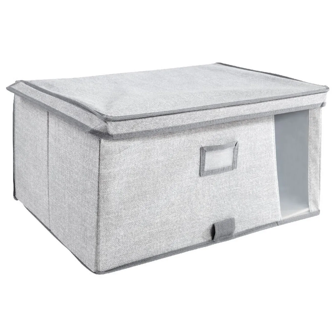 Gifi Rangement|Boîte de rangement grise repliable avec fenêtre