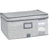 Gifi Rangement|Boîte de rangement grise repliable avec fenêtre