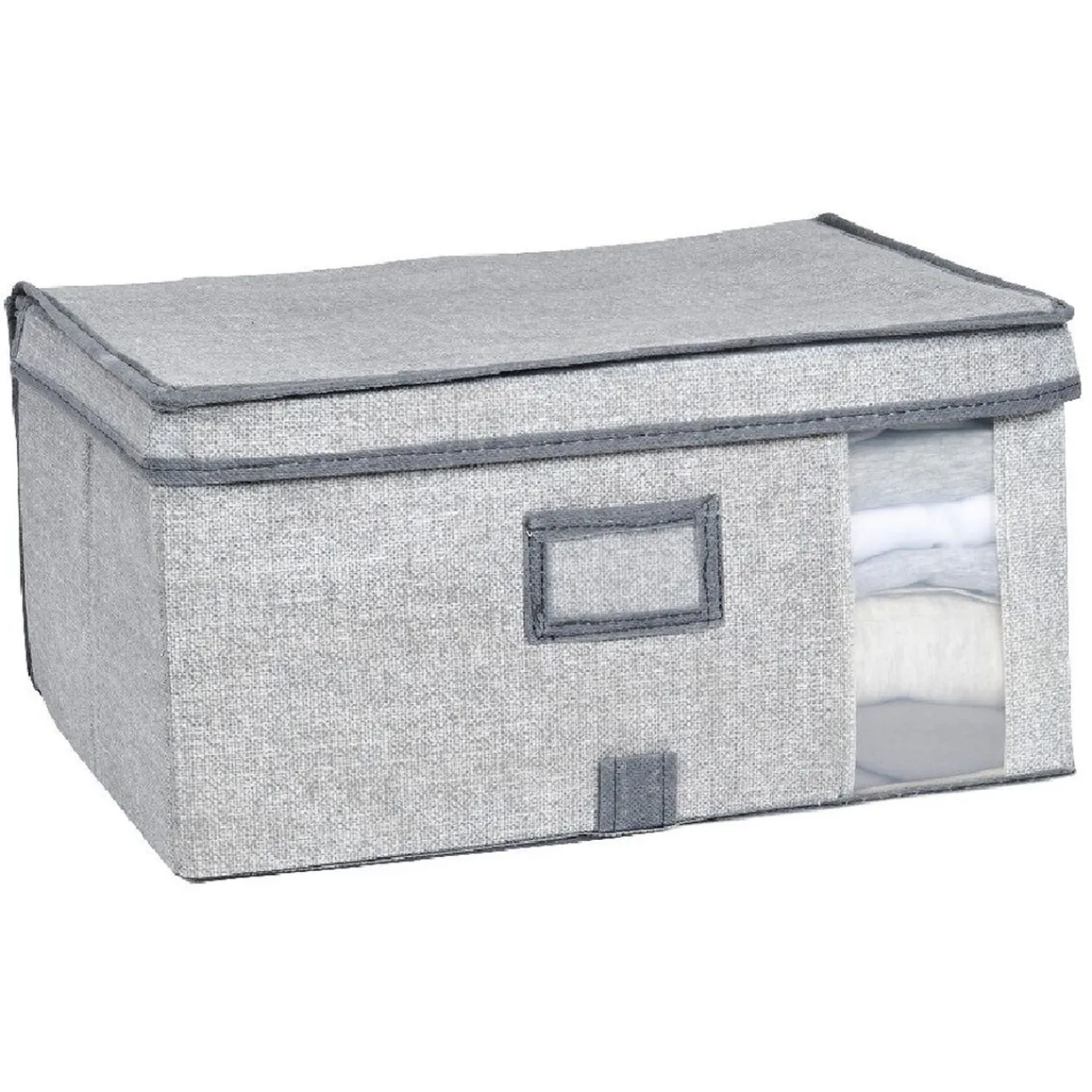 Gifi Rangement|Boîte de rangement grise repliable avec fenêtre