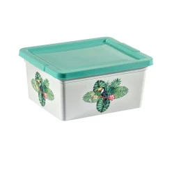 Gifi Rangement|Boîte de rangement motif toucan et feuilles de palmier 2 L