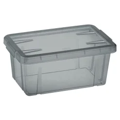 Gifi Rangement|Boîte de rangement noir transparent avec couvercle 4,4L
