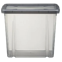 Gifi Rangement|Boîte de rangement noir transparent avec couvercle 8,8L
