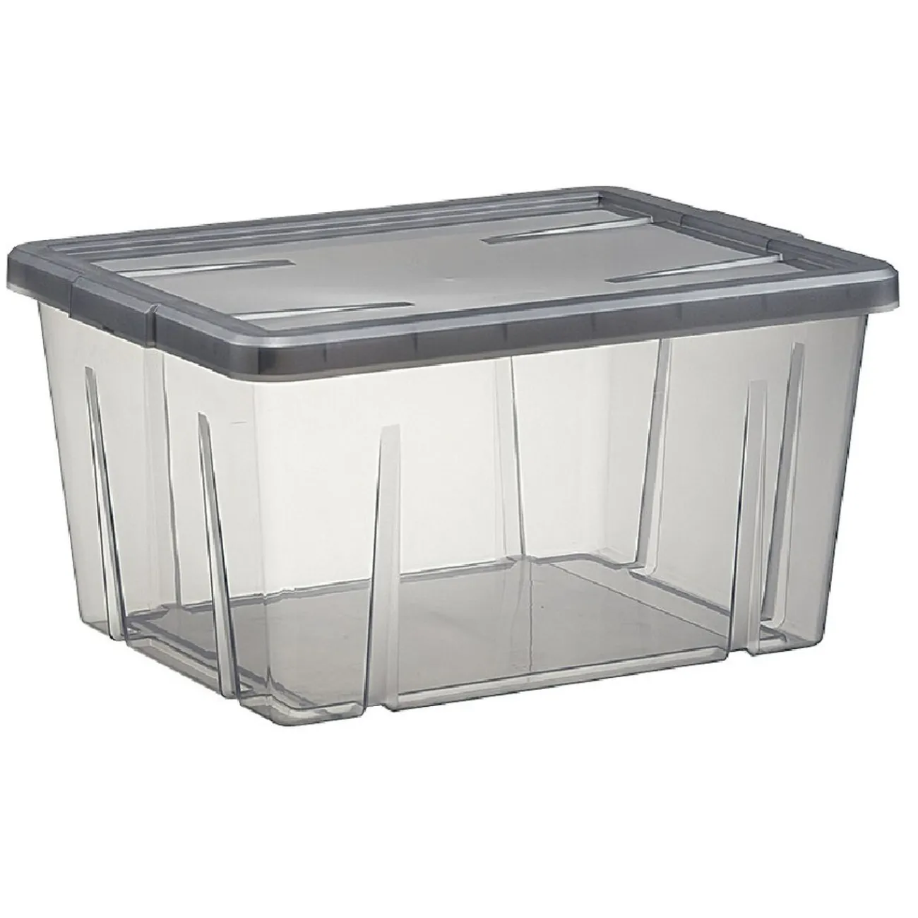 Gifi Rangement|Boîte de rangement noir transparent avec couvercle 30L
