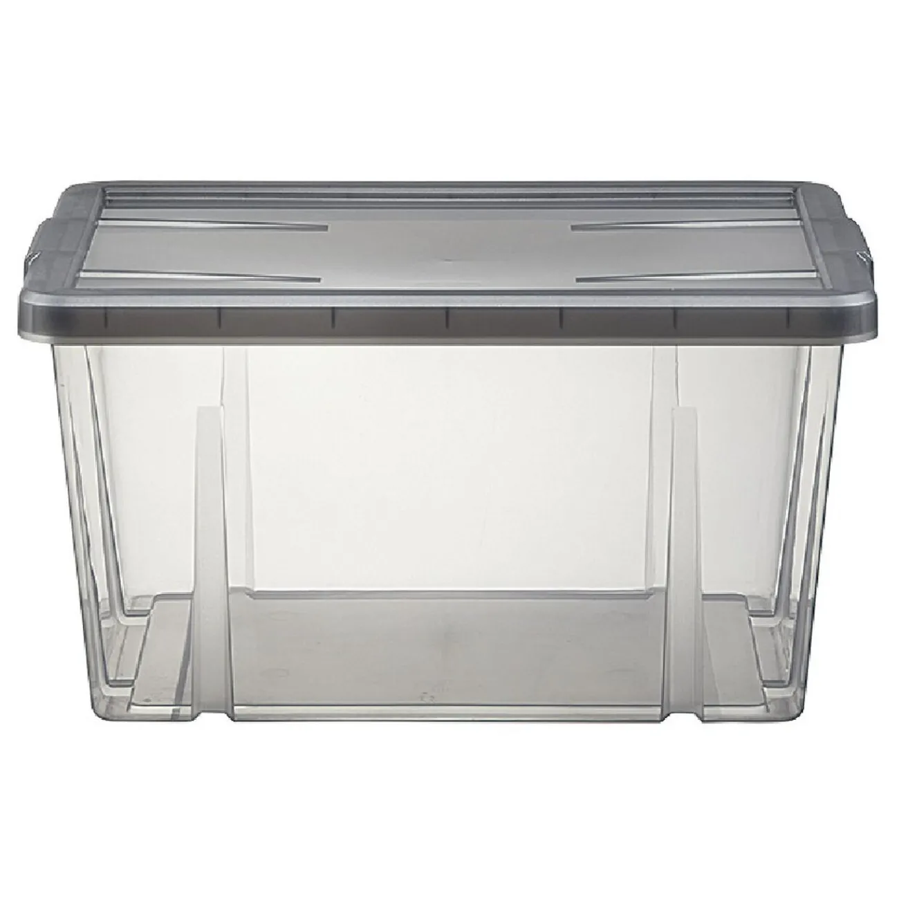 Gifi Rangement|Boîte de rangement noir transparent avec couvercle 30L