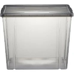Gifi Rangement|Boîte de rangement noir transparent avec couvercle 82L