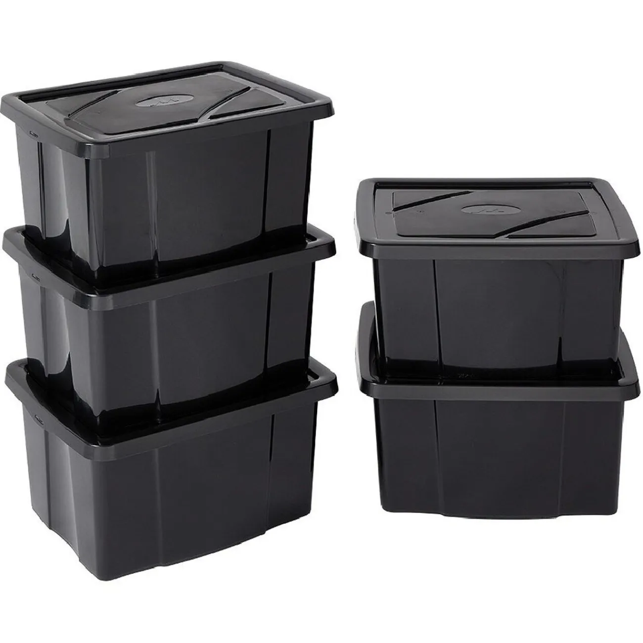 Gifi Rangement|Boîte de rangement noire 30 L x 5